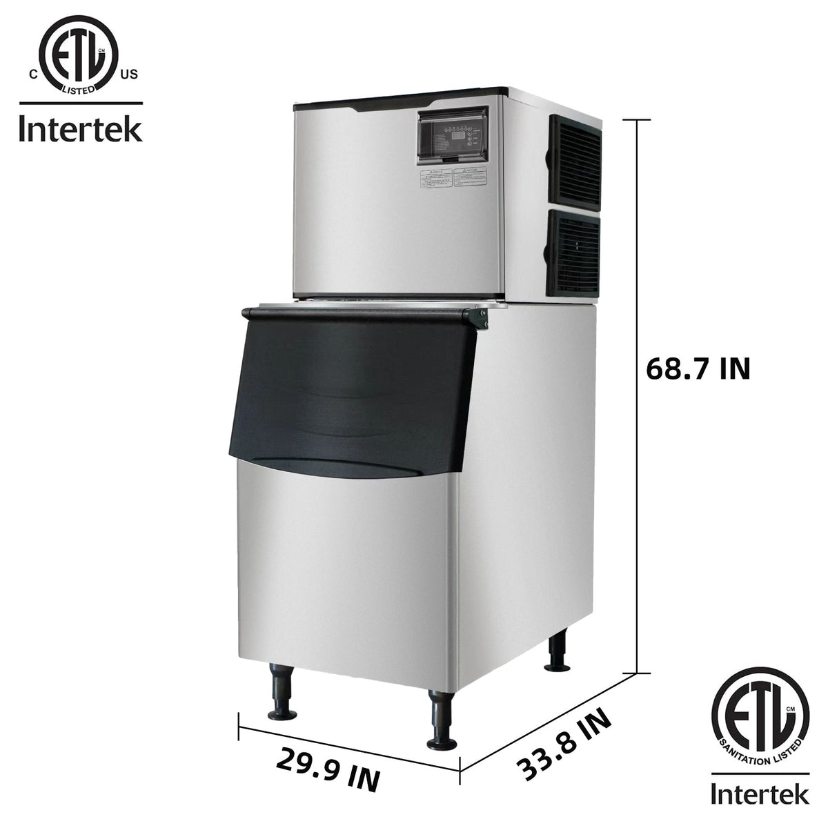 WESTLAKE Commercial Ice Maker Machine 500 lb/Day with 375 lb Bin | Air Cooled Full Cube Ice Machine for Restaurant