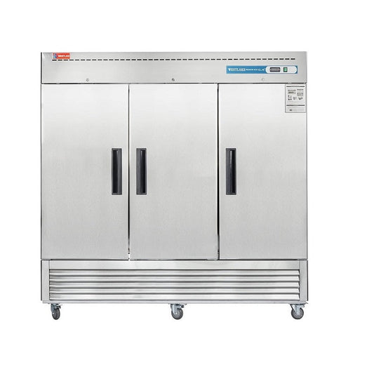 WESTLAKE Commercial Refrigerator 82" 3-Door 72 Cu.ft Stainless Steel | R290 Embraco ETL DOE Reach-In for Restaurant