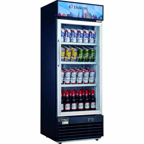 Dukers Appliance Co DSM-12R 25" One Section Glass Door Merchandiser Refrigerator in Black, 11.47 cu. ft.