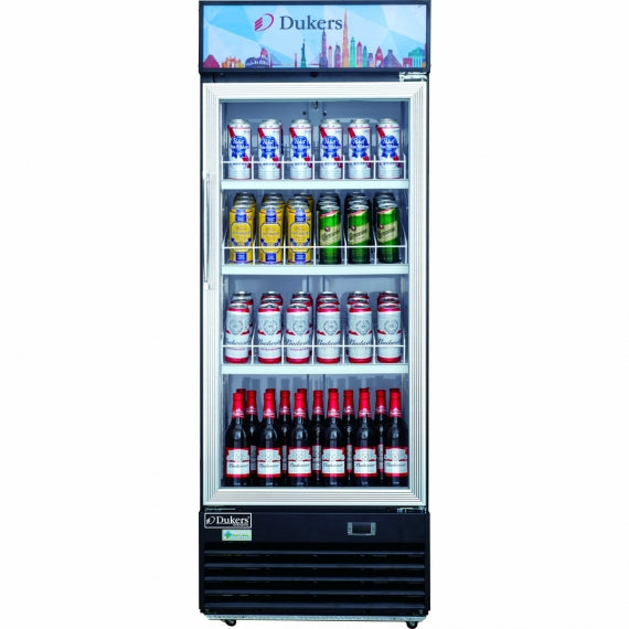 Dukers Appliance Co DSM-12R 25" One Section Glass Door Merchandiser Refrigerator in Black, 11.47 cu. ft.