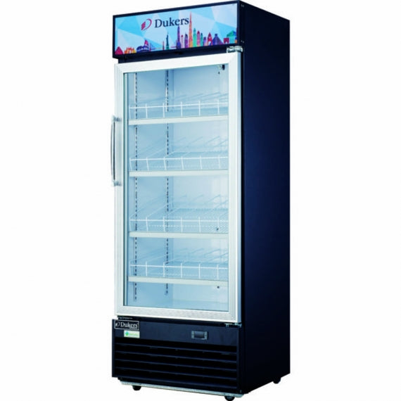 Dukers Appliance Co DSM-12R 25" One Section Glass Door Merchandiser Refrigerator in Black, 11.47 cu. ft.