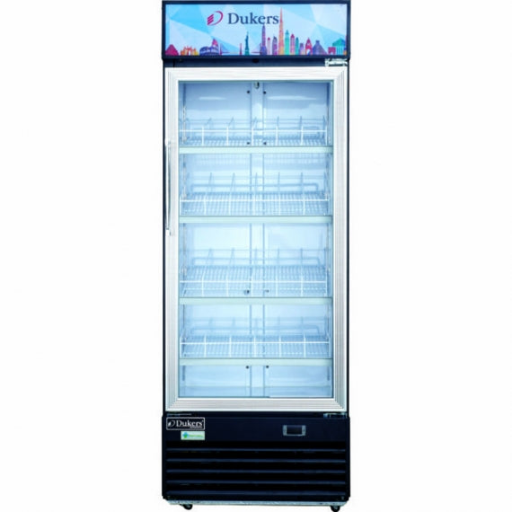 Dukers Appliance Co DSM-12R 25" One Section Glass Door Merchandiser Refrigerator in Black, 11.47 cu. ft.