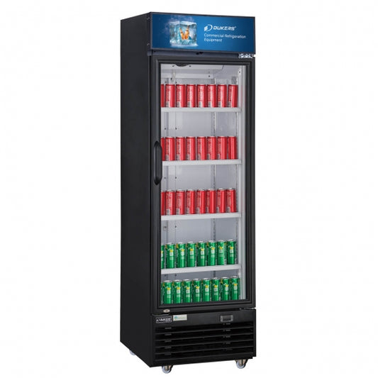 Dukers Appliance Co DSM-15R 27" One Section Glass Door Merchandiser Refrigerator in Black, 14.72 cu. ft.