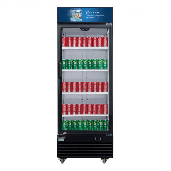 Dukers Appliance Co DSM-15R 27" One Section Glass Door Merchandiser Refrigerator in Black, 14.72 cu. ft.