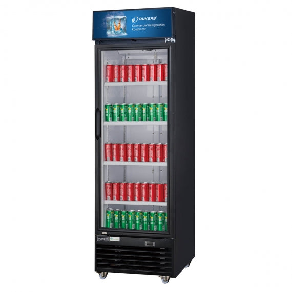 Dukers Appliance Co DSM-15R 27" One Section Glass Door Merchandiser Refrigerator in Black, 14.72 cu. ft.