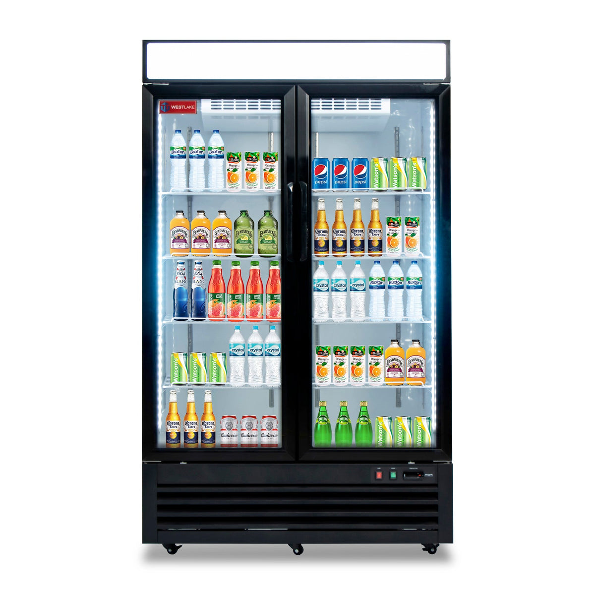 WESTLAKE Commercial Refrigerator Merchandiser 48" 2-Glass Door 36 Cu.ft Stainless Steel | Cubigel ETL DOE Copper Evaporator Reach-In for Restaurant