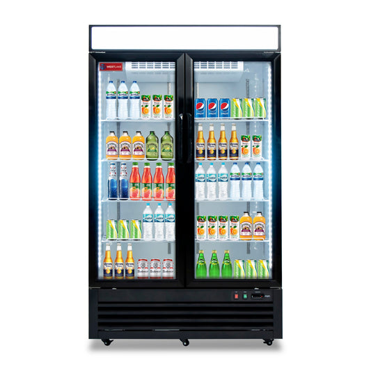 WESTLAKE Commercial Refrigerator Merchandiser 48" 2-Glass Door 36 Cu.ft Stainless Steel | Cubigel Display Cooler Reach-In for Restaurant
