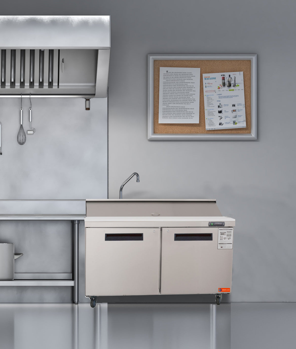 WESTLAKE Commercial Prep Table 48" 2-Door Stainless Steel | Embraco ETL Sandwich Salad Refrigerator for Restaurant