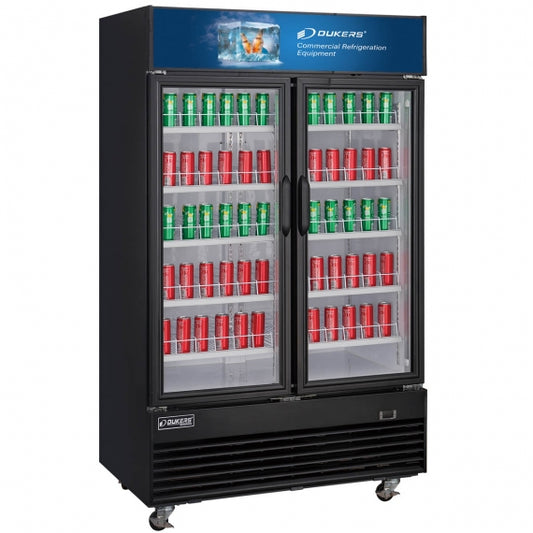 Dukers Appliance Co DSM-33R 47" Two Swing Glass Door Merchandiser Refrigerator in Black, 33.55 cu. ft.