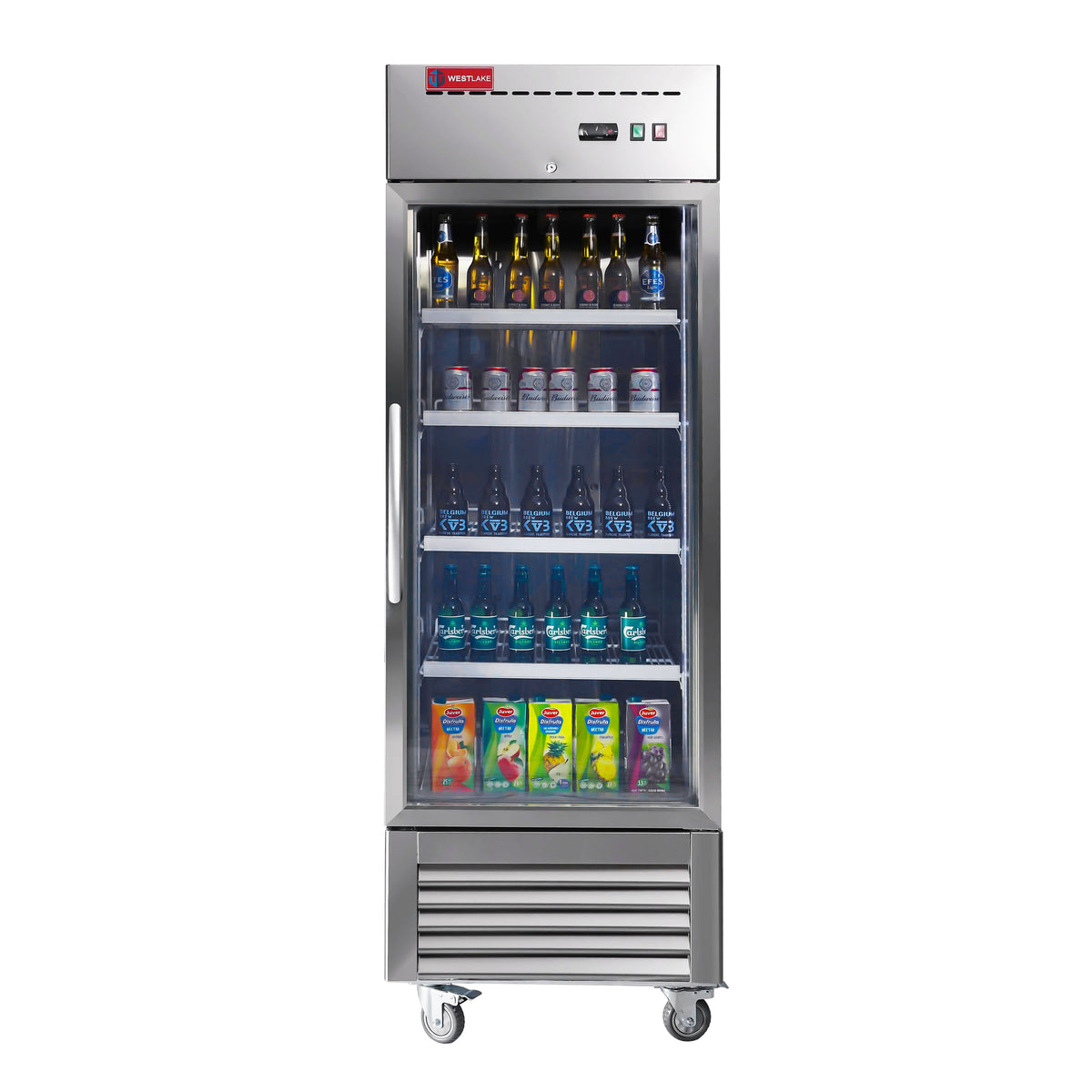 WESTLAKE Commercial Refrigerator Merchandiser 27" 1-Glass Door 23 Cu.ft Stainless Steel | Embraco ETL Display Cooler Reach-In for Restaurant