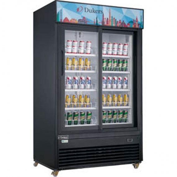 Dukers Appliance Co DSM-40SR 47" Two Sliding Glass Door Merchandiser Refrigerator in Black, 39. cu. ft.