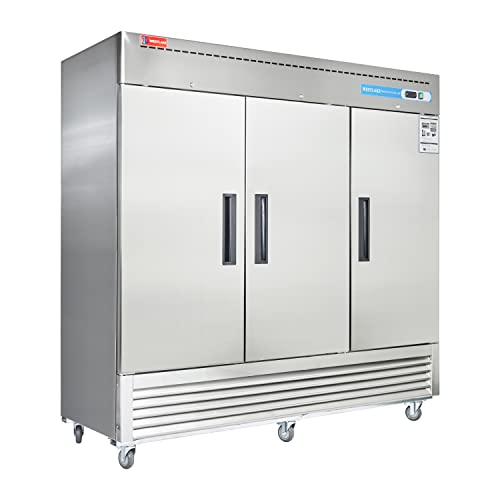 WESTLAKE Commercial Freezer 82" 3-Door 72 Cu.ft Stainless Steel | Embraco Energy Star ETL DOE Reach-In for Restaurant