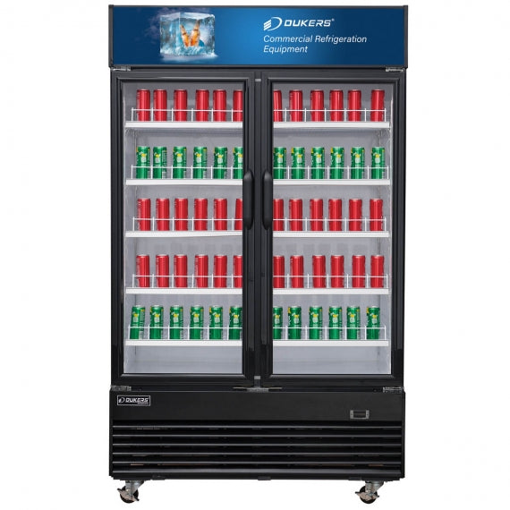 Dukers Appliance Co DSM-41R 47" Two Swing Glass Door Merchandiser Refrigerator in Black, 41.28 cu. ft.