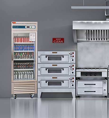 WESTLAKE Commercial Refrigerator Merchandiser 27" 1-Glass Door 23 Cu.ft Stainless Steel | Embraco ETL Display Cooler Reach-In for Restaurant