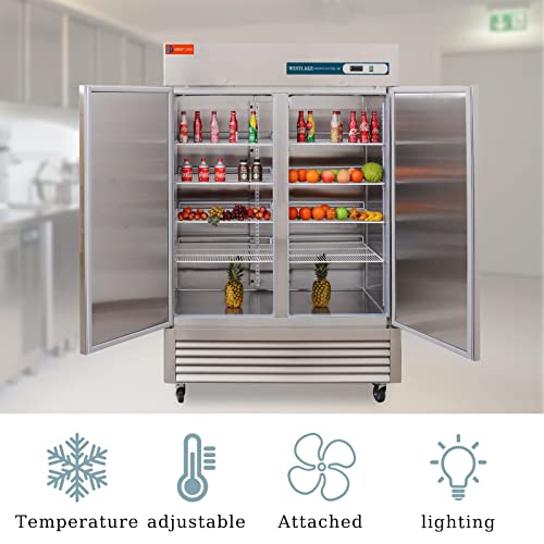 WESTLAKE Commercial Refrigerator 54" 2-Door 49 Cu.ft Stainless Steel | R290 Embraco ETL DOE Reach-In for Restaurant
