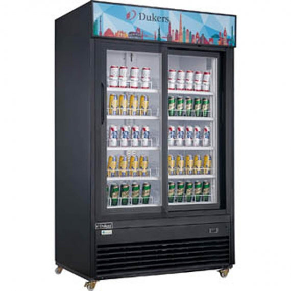 Dukers Appliance Co DSM-47SR 54" Two Sliding Glass Door Merchandiser Refrigerator in Black, 47.67 cu. ft.