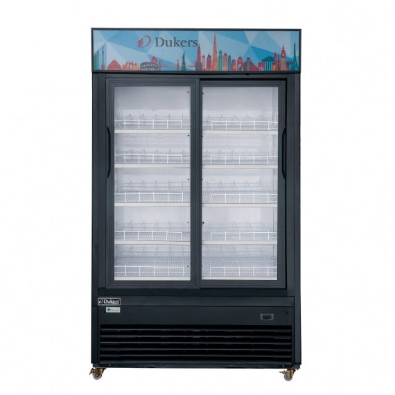 Dukers Appliance Co DSM-47SR 54" Two Sliding Glass Door Merchandiser Refrigerator in Black, 47.67 cu. ft.