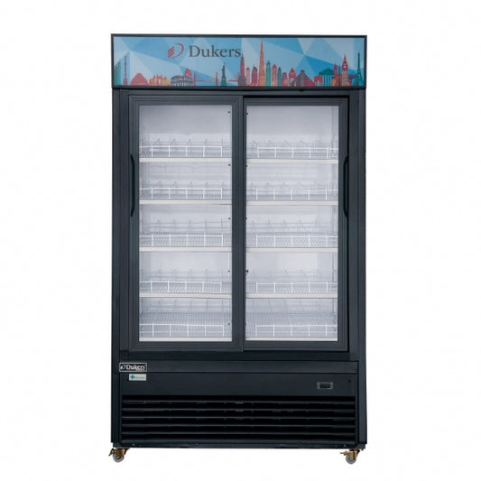 Dukers Appliance Co DSM-47SR 54" Two Sliding Glass Door Merchandiser Refrigerator in Black, 47.67 cu. ft.