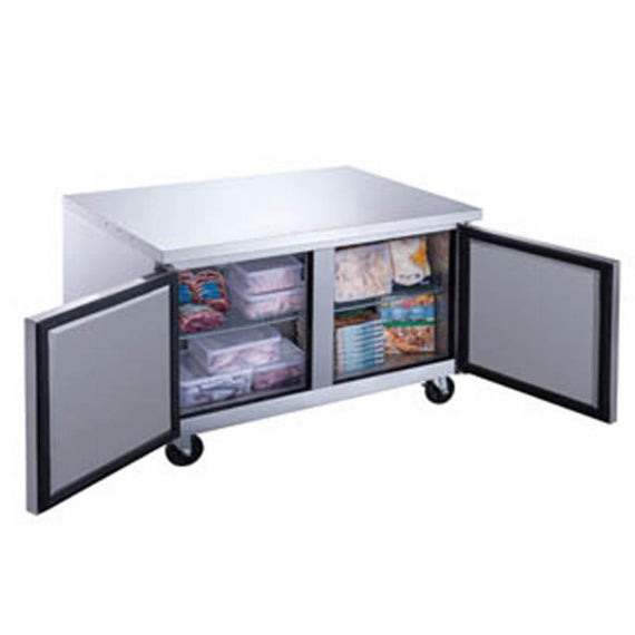 Dukers Appliance Co DSM-48R 54" Two Swing Glass Door Merchandiser Refrigerator in Black, 48.73 cu. ft.