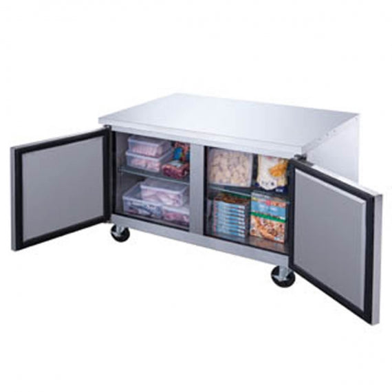 Dukers Appliance Co DSM-48R 54" Two Swing Glass Door Merchandiser Refrigerator in Black, 48.73 cu. ft.