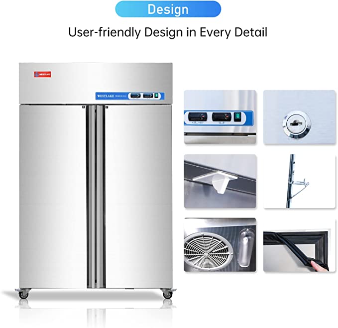 WESTLAKE Commercial Refrigerator Freezer Combo 48" 36 Cu.ft Stainless Steel | Dual Cubigel Compressor Reach-In for Restaurant
