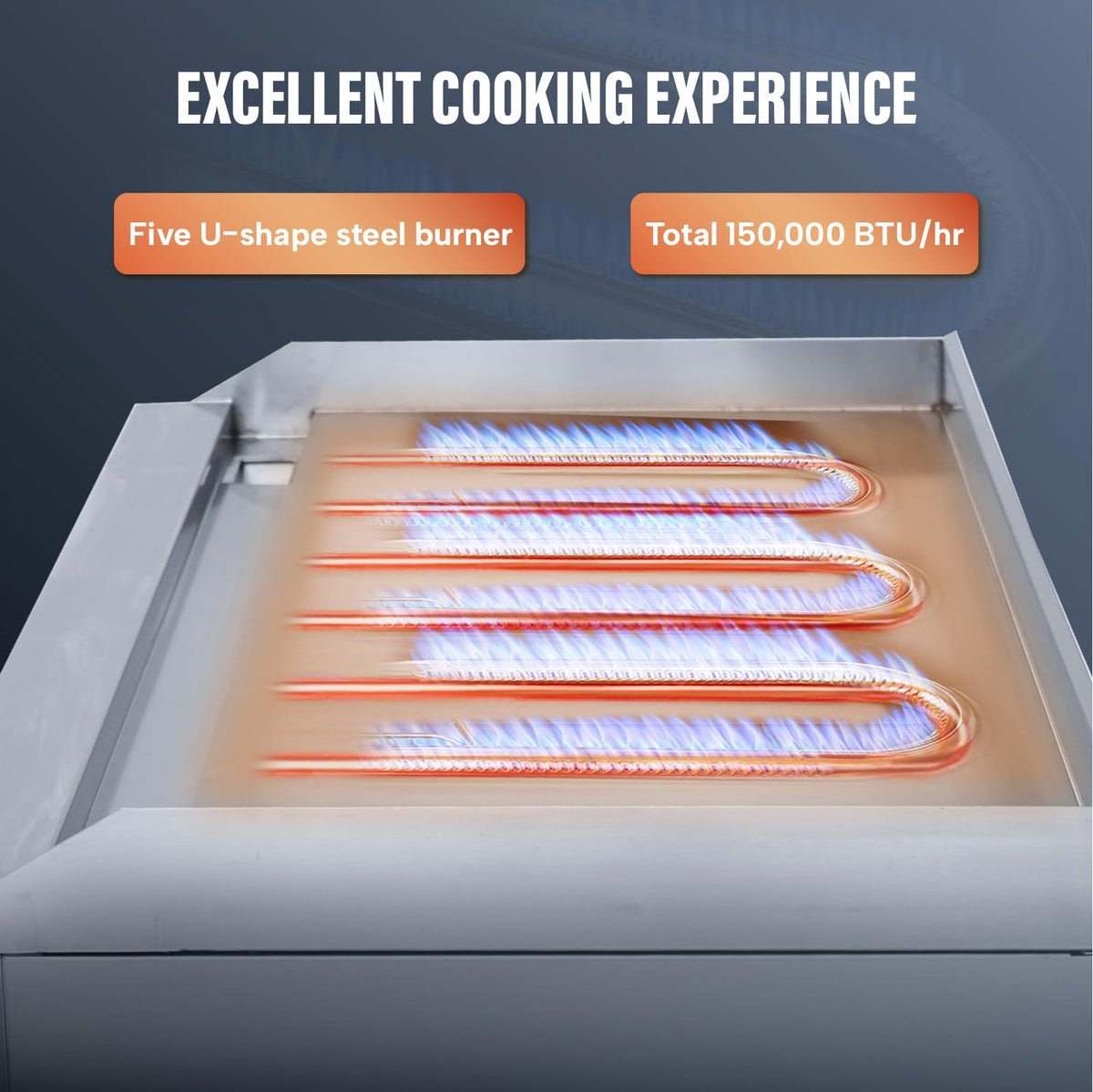 WESTLAKE Commercial Gas Griddle 60" 5-Burner 150,000 BTU Stainless Steel | Countertop Plate Grill for Restaurant