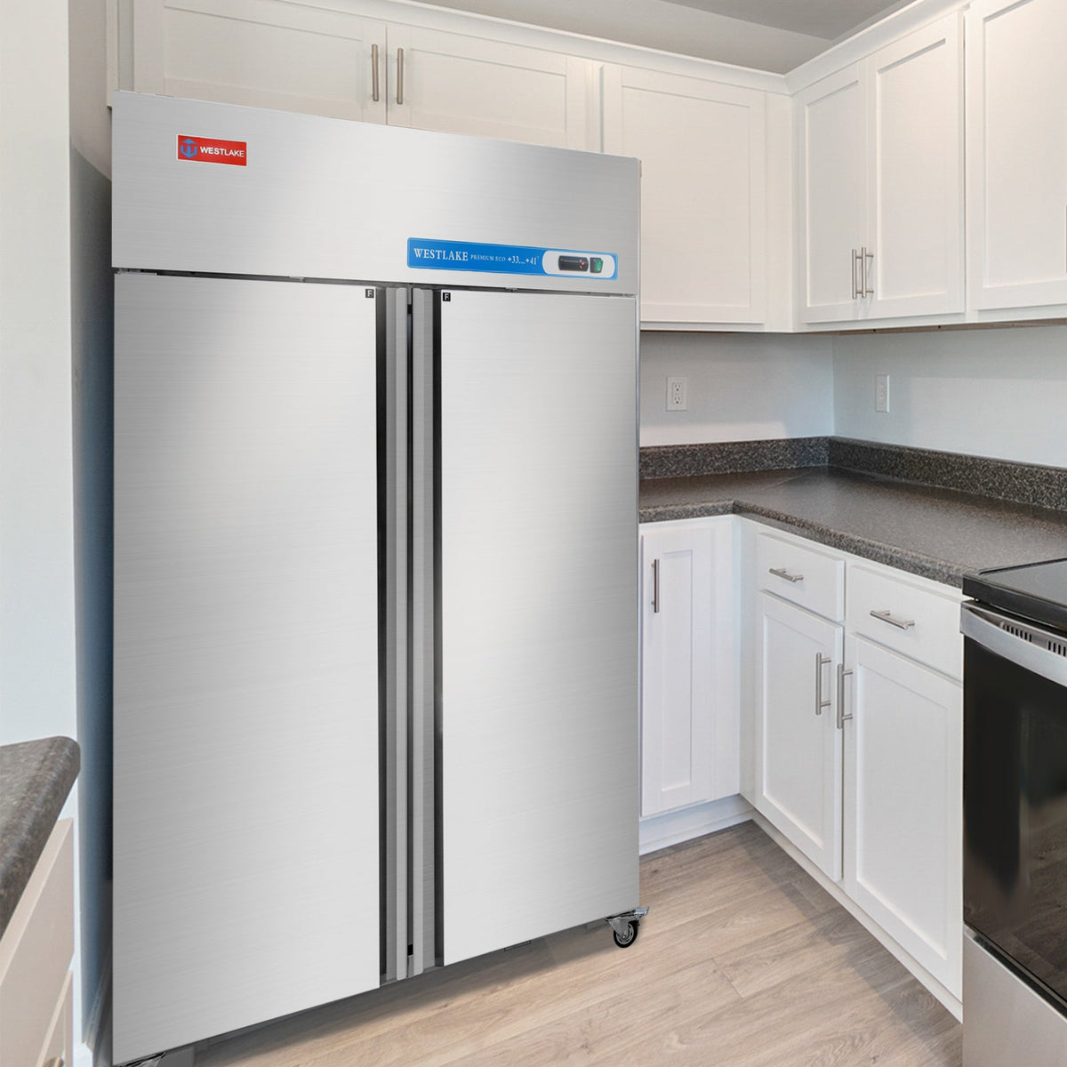 WESTLAKE Commercial Refrigerator 48" 2-Door 36 Cu.ft Stainless Steel | Cubigel ETL Dual-Brake Reach-In for Restaurant