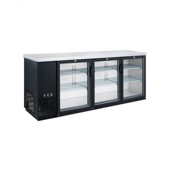 Dukers Appliance Co DBB72-H3 73" Refrigerated Back Bar Cabinet w/ 3 Glass Doors, 19.2 Cu Ft