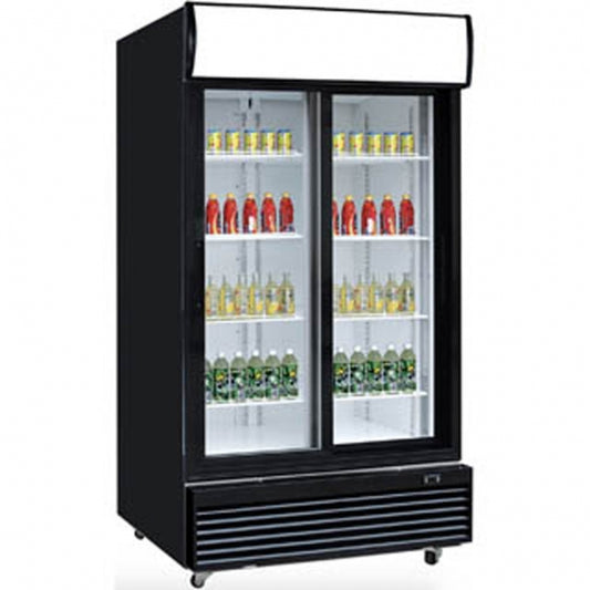 Dukers Appliance Co DSM-32SR 39" Two Sliding Glass Door Merchandiser Refrigerator in Black, 33.29 cu. ft.