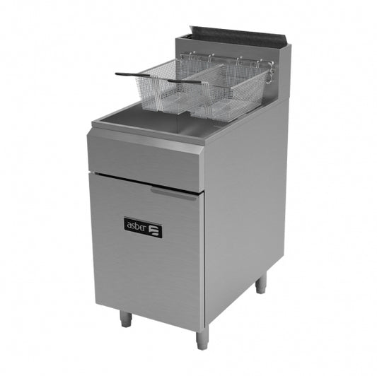 Asber AEF-75-S 19" Floor Model Gas Fryer, 75 lbs Capacity, 4 x 38,000 BTU Burners