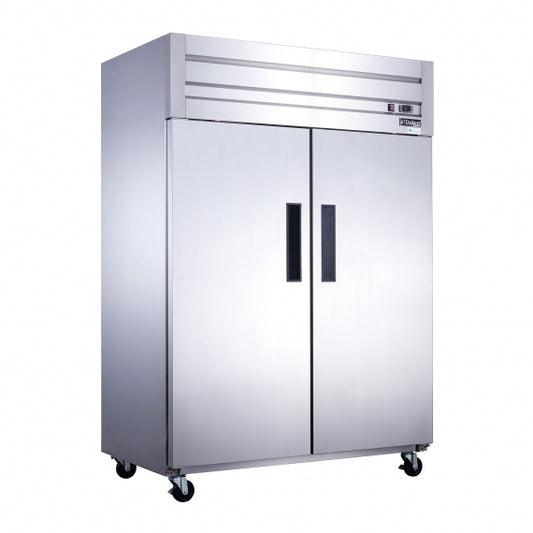 Dukers Appliance Co D55R 55" Two Section Reach-In Refrigerator w/ 2 Solid Doors, Bottom Mount, Stainless Steel, 41 cu. ft.