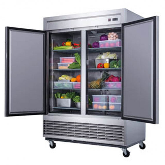 Dukers Appliance Co D55R 55" Two Section Reach-In Refrigerator w/ 2 Solid Doors, Bottom Mount, Stainless Steel, 41 cu. ft.