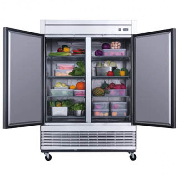Dukers Appliance Co D55R 55" Two Section Reach-In Refrigerator w/ 2 Solid Doors, Bottom Mount, Stainless Steel, 41 cu. ft.