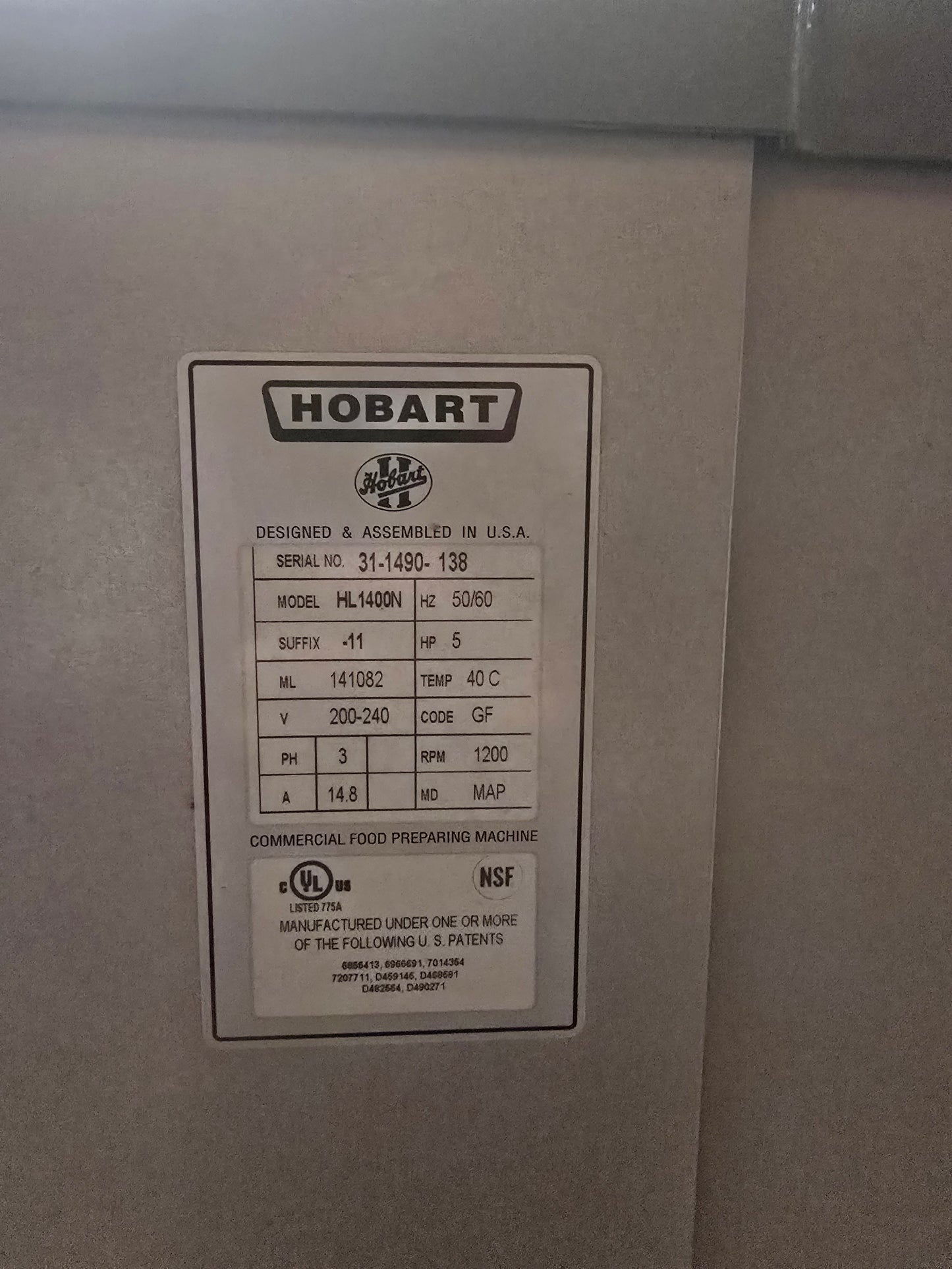 Hobart Legacy HL1400-1 140 Qt. Planetary Floor Mixer with Guard - 240V, 3 Phase, 5 hp