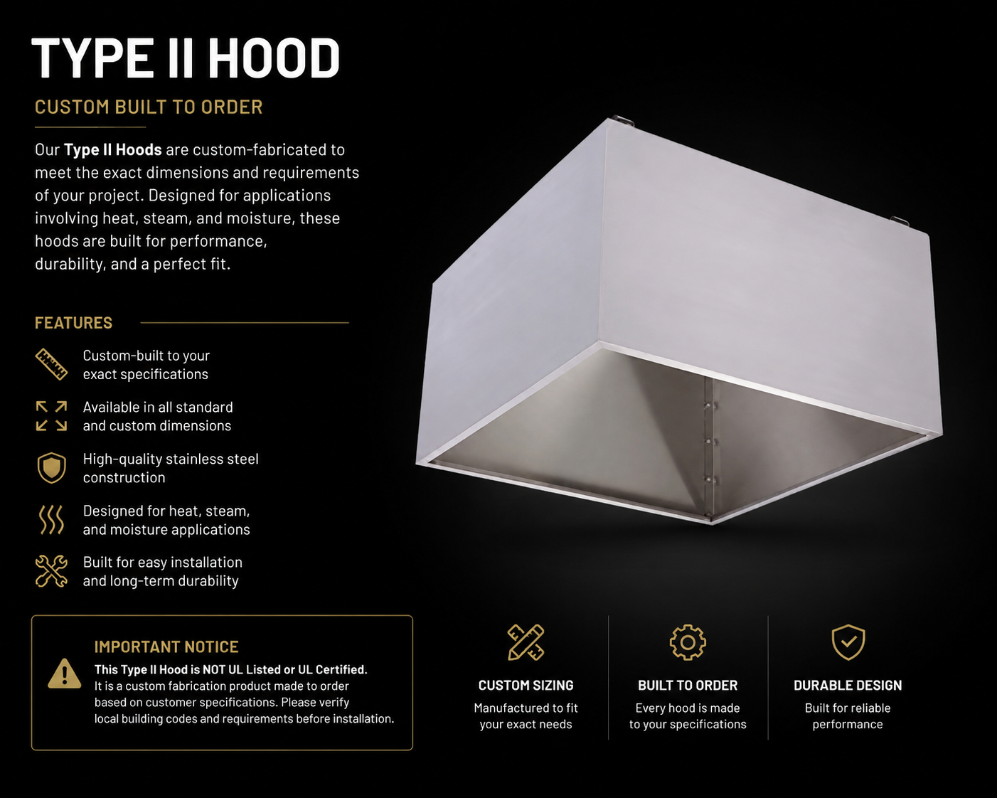 Type II condensate hood detail